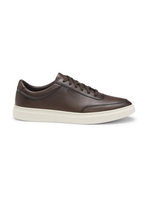 BOSS LEATHER TRAINERS WITH CONTRAST RUBBER OUTSOLE