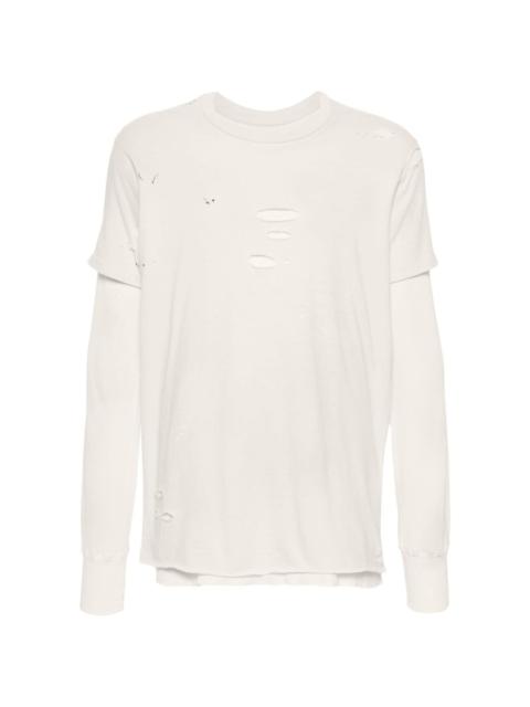 distressed layered longsleeved T-shirt