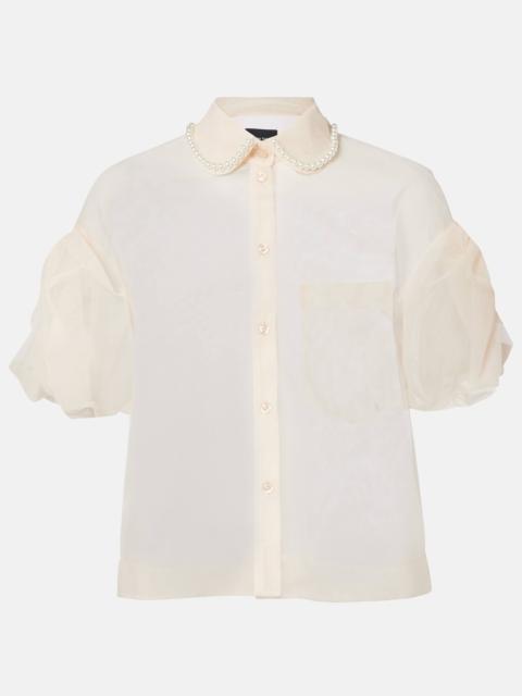 Simone Rocha Cropped puff-sleeve tulle shirt