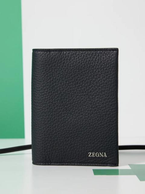 ZEGNA Logo-plaque grained-leather passport holder
