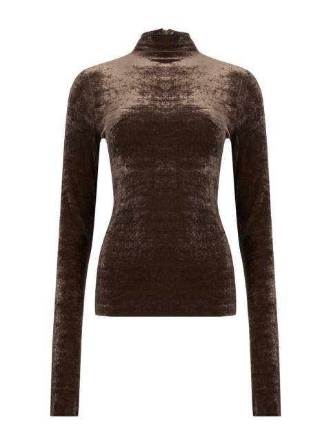Ralph Lauren Ilene Velvet Turtleneck Top brown