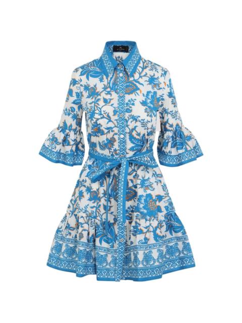Etro floral-detail bell-sleeve mini dress