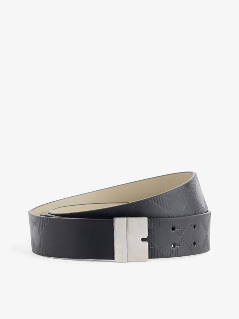 Reversible silver-tone hardware leather belt
