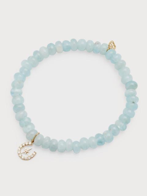 SYDNEY EVAN Diamond Starburst Horseshoe Charm on Aquamarine Bracelet