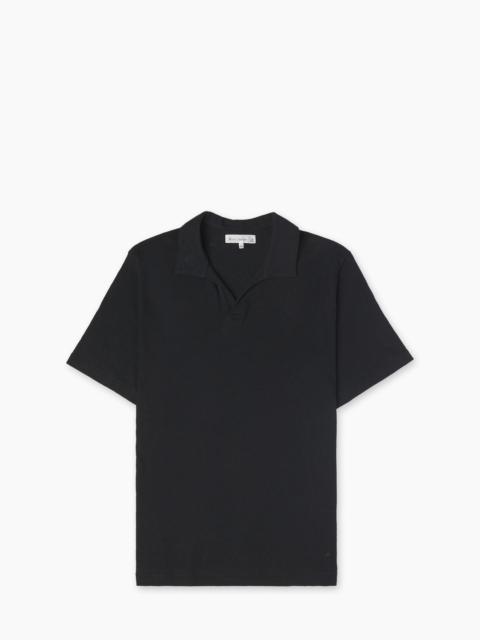 Merz b. Schwanen MERZ B. SCHWANEN LINEN02 POLO SHIRT DEEP BLACK