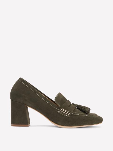 BODEN Sol Block Heeled Penny Loafers-Dark Moss