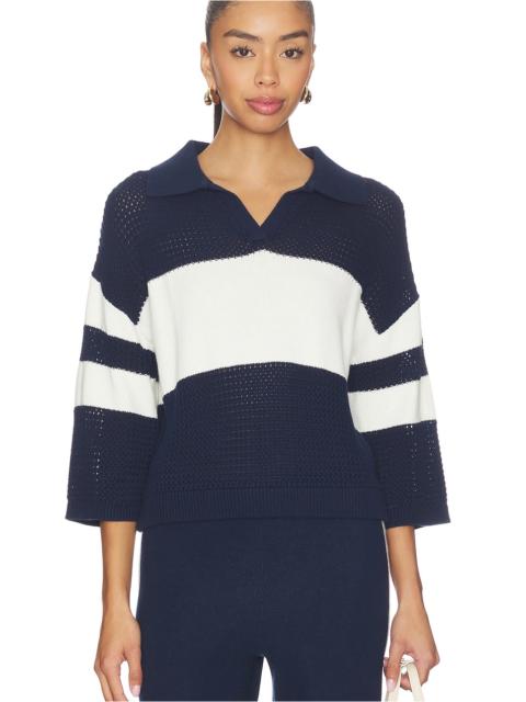 525 america Zuri Johnny Collar Mesh Rugby Pullover
