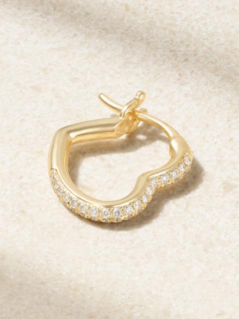 Yvonne Léon Mini Créole Coeur 9-karat gold diamond single hoop earring Gold