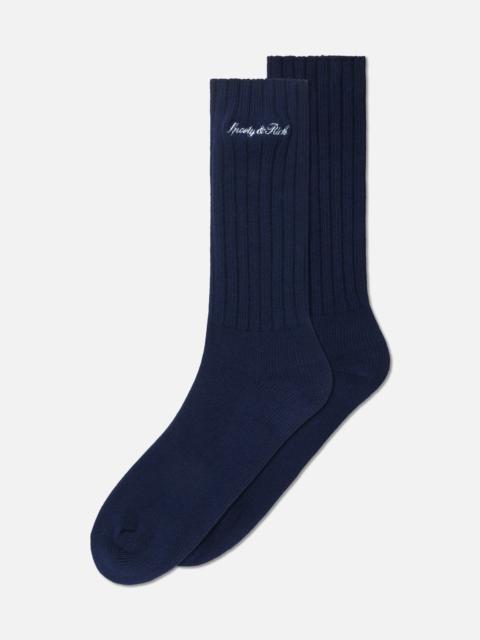 Sporty & Rich SIGNATURE LOGO RIB SOCKS