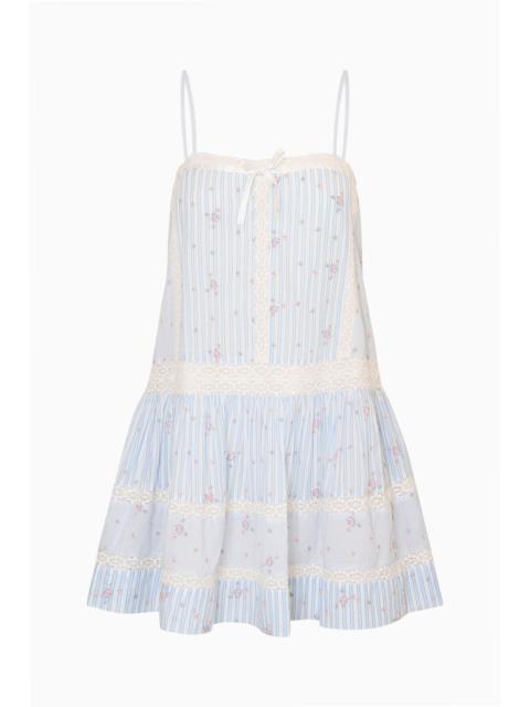 LoveShackFancy Vionett Cotton Floral Stripe Mini Dress