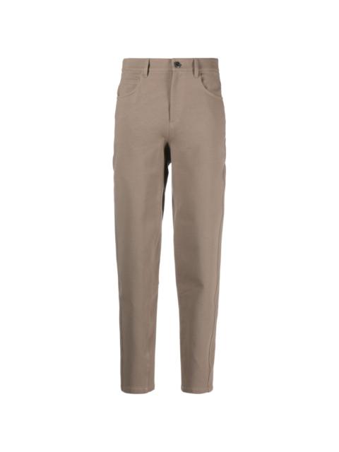 high-waisted tapered cotton-blend trousers