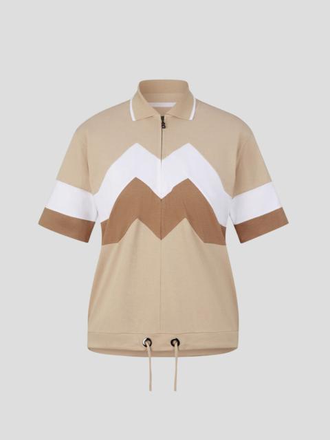 BOGNER Anabel Polo shirt in Beige/Camel/White