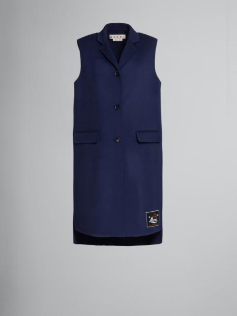 Marni LONG BLUE VEST IN WOOL AND CASHMERE