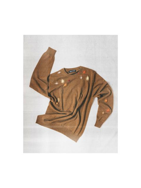 CASEY/CASEY EMBROIDED ROUND NECK SWEATER - CAMEL