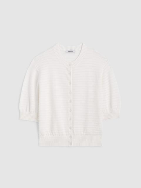 Madewell Textured Short-Sleeve Cardigan in 100% Cotton