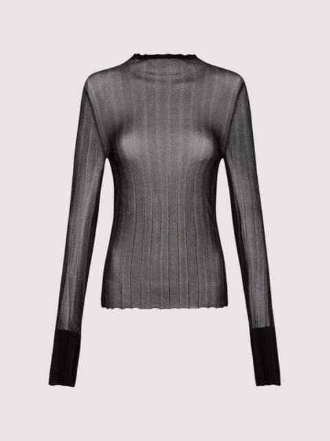 ST. AGNI Fine Pleat Long Sleeve Top - Black