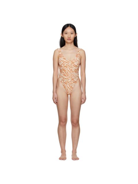 Reina Olga Beige Zebra Funky One-Piece Swimsuit