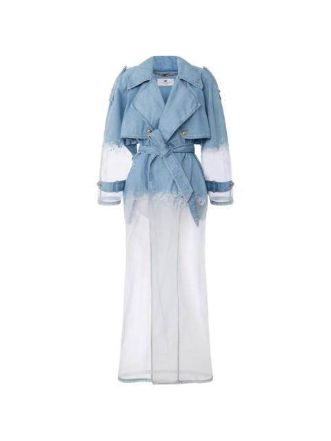 ELISABETTA FRANCHI denim organza trench coat