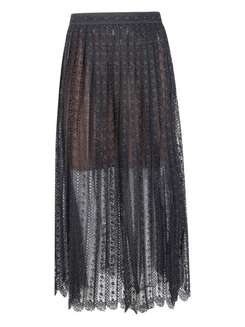 self-portrait lace pleated midi skirt