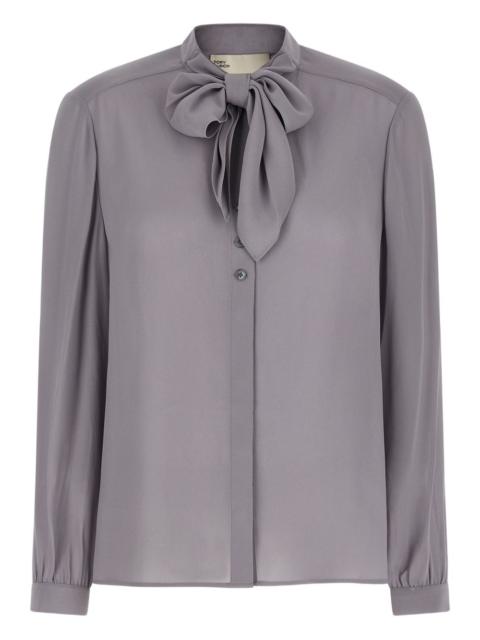 TORY BURCH Georgette bow mandarin collar blouse