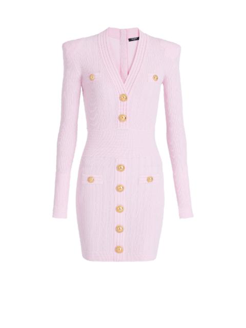 Balmain Short eco-designed knit dress with gold-tone buttons