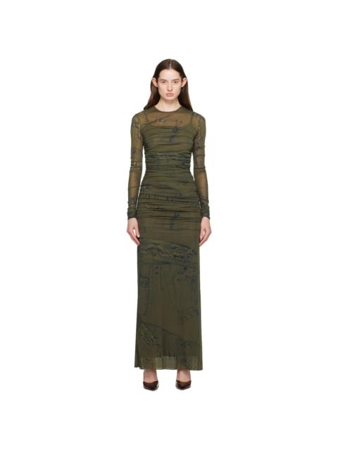 Blumarine Green Crewneck Maxi Dress