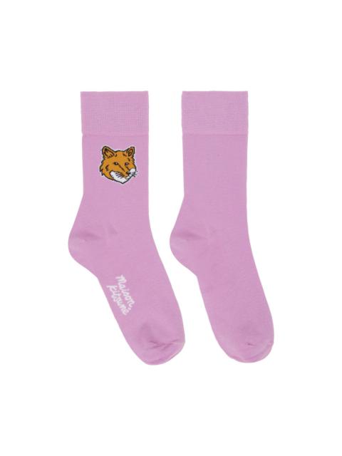 Maison Kitsuné Purple Fox Head Socks