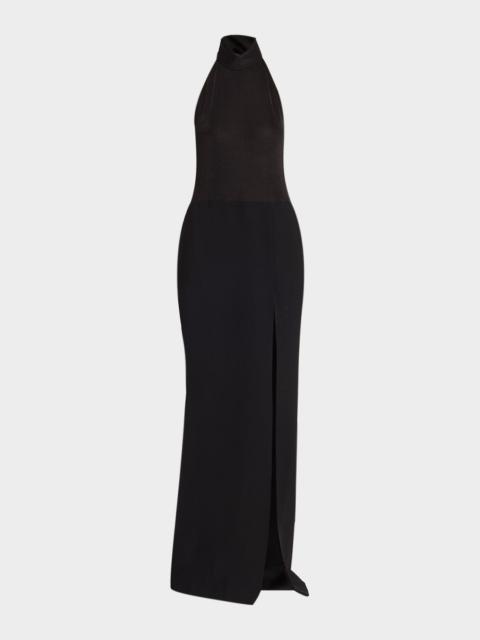 THE NEW ARRIVALS ILKYAZ OZEL Nina Backless Halter Column Gown