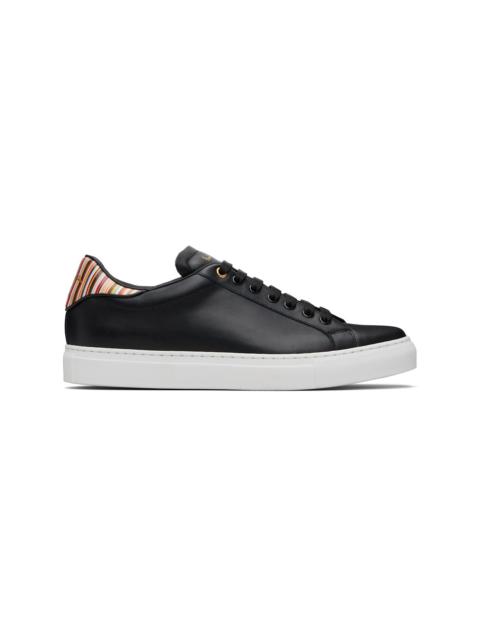 Paul Smith Black Signature Stripe Heel Panel Leather Beck Sneakers