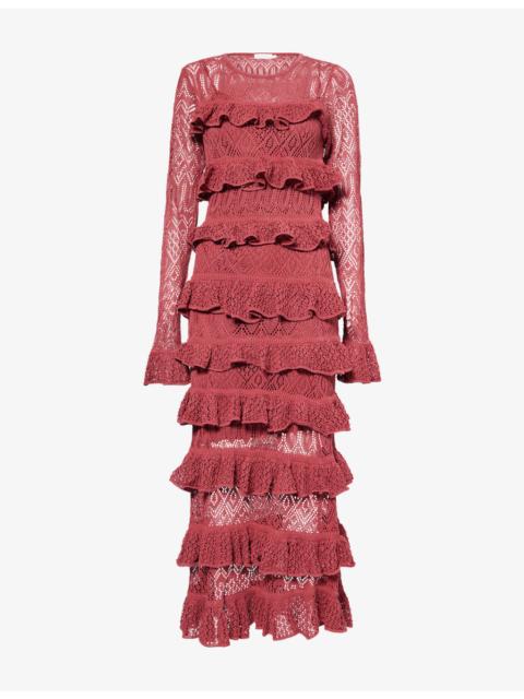 Zimmermann Lace Frill Knit Maxi Dress
