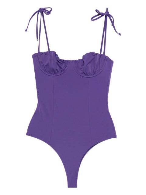 THE ATTICO ruched-detailing tie-strap swimsuit