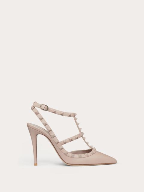 ROCKSTUD ANKLE STRAP PUMP WITH TONAL STUDS 100  MM