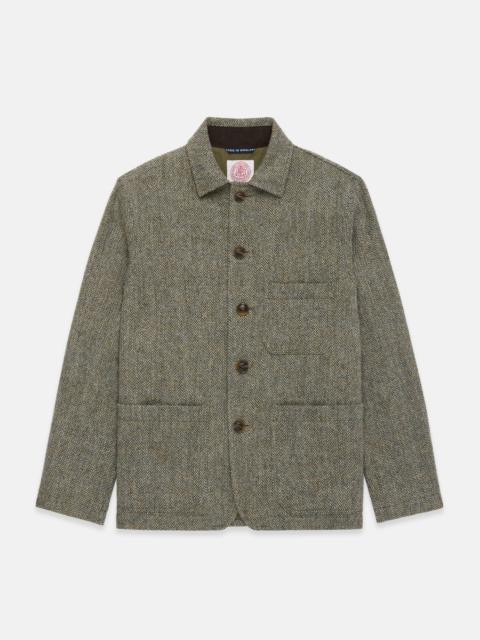 J. PRESS MADE-IN-ENGLAND LIGHT OLIVE BARLEYCORN HARRIS TWEED CHORE JACKET