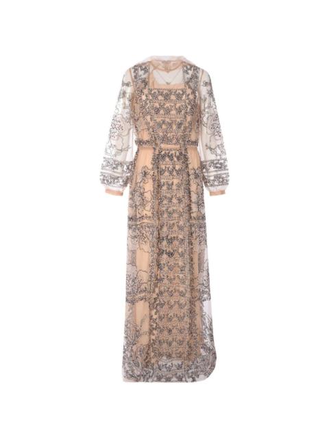BIYAN embroidered beaded tulle maxi dress