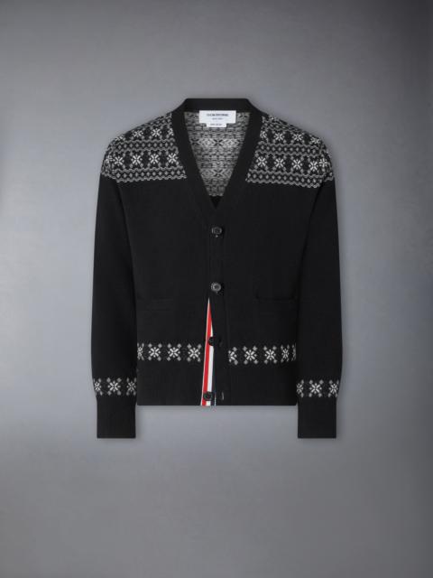 Thom Browne FAIR ISLE JACUARD CASHMERE CARDIGAN