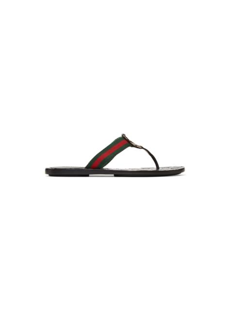 GUCCI Black GG Thong Sandals