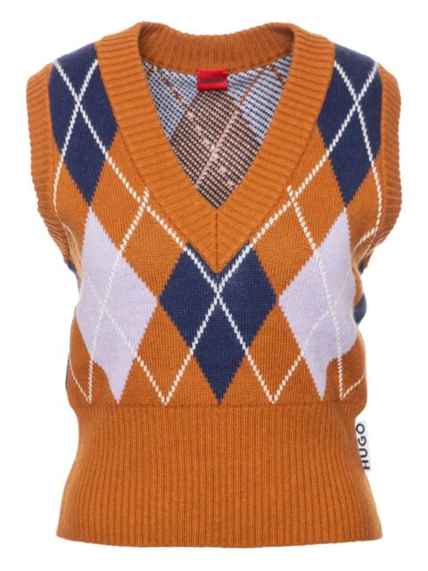 HUGO argyle-knit vest