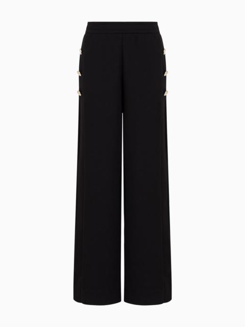 double-jersey palazzo trousers with golden buttons