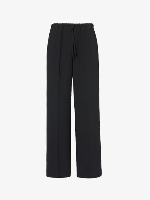 Relaxed-fit straight-leg mid-rise woven trousers