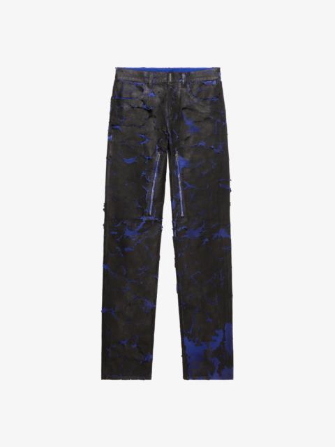 Givenchy JEANS IN PAINTED CRACKED DENIM WITH ZIPPERS