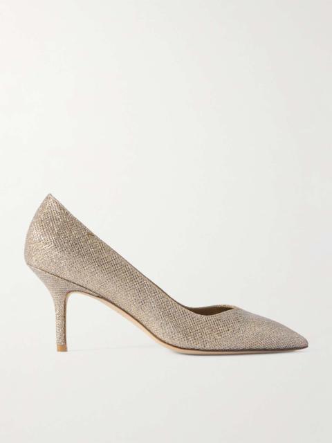 Eva glittered satin point-toe pumps