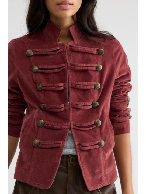 FREE PEOPLE Fitted Velvet Military Jacket