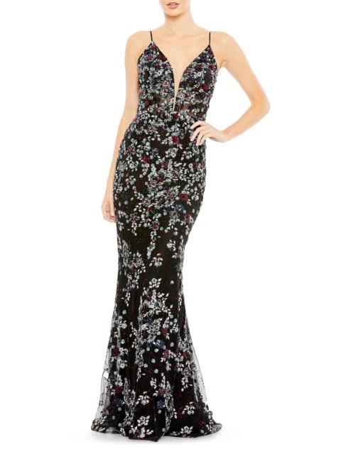 MAC DUGGAL Women's Floral Embellished Mermaid Gown - Black