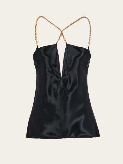 Silky top with golden chain strap