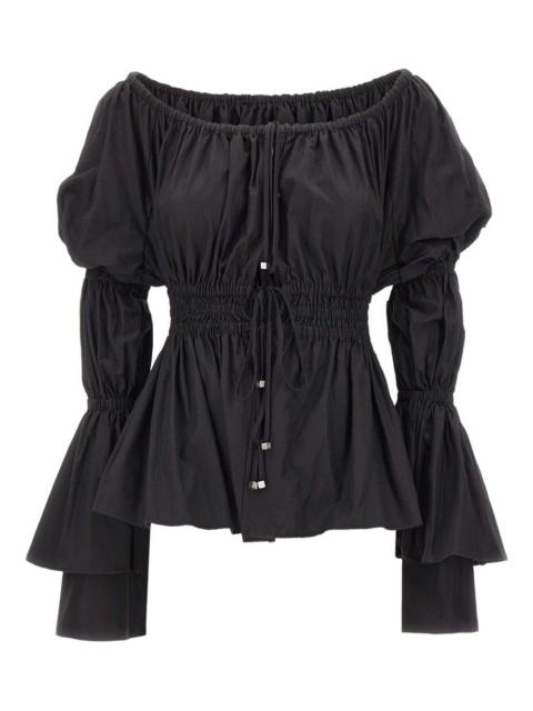 Blumarine puffed-sleeve elasticated-waist blouse