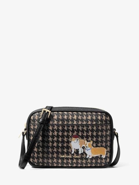 MICHAEL KORS Jet Set Travel Small Houndstooth Print Camera Crossbody Bag