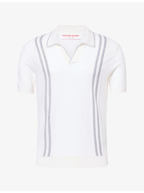 ORLEBAR BROWN Horton Chevron-Stripe Silk and Cotton-Blend Polo Top