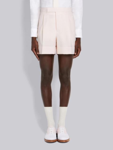 Thom Browne Light Pink Hairline Stripe Twist Yarn Suiting Single Pleat Short