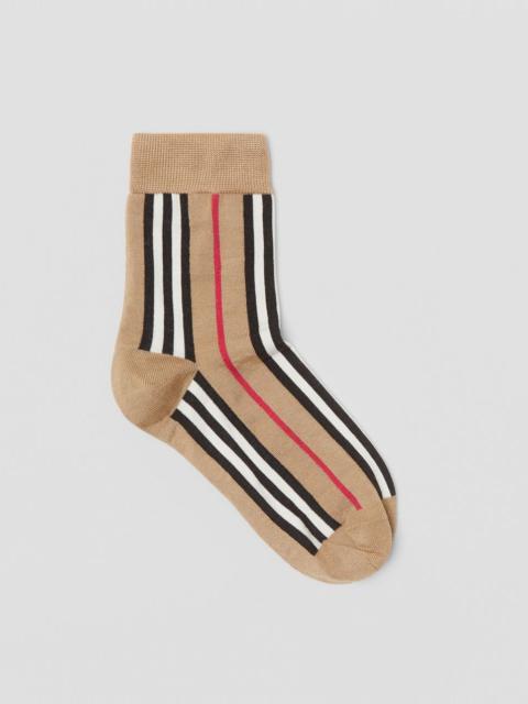 Burberry Icon Stripe Intarsia Cotton Blend Ankle Socks