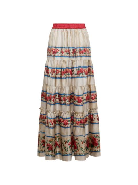 Pierre-Louis Mascia Aloe tiered floral-print maxi skirt